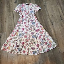 Polo Ralph Lauren Nea Paneled Flare Size 8 Floral Linen Midi Dress Princess Seam