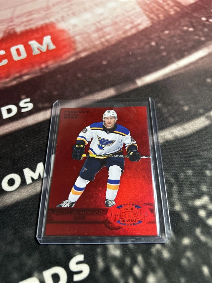 2021 Skybox Metal Universe 1997-98 Retro PMG Red /90 Scott Perunovich Rookie RC - Image 2 of 4