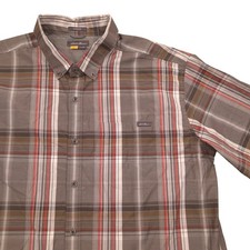 Eddie Bauer Travex Classic Fit Brown Plaid Short Sleeve Button Up Shirt Mens XL