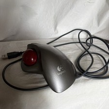 Logitech TrackMan Wheel Wired USB Optical Trackball Mouse Scroll Wheel 3Btn Gray