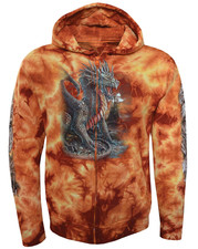 Gothic Fantasy Zip Hoodie Firestorm Dragon 3D Print Tie Dye Style S-5XL