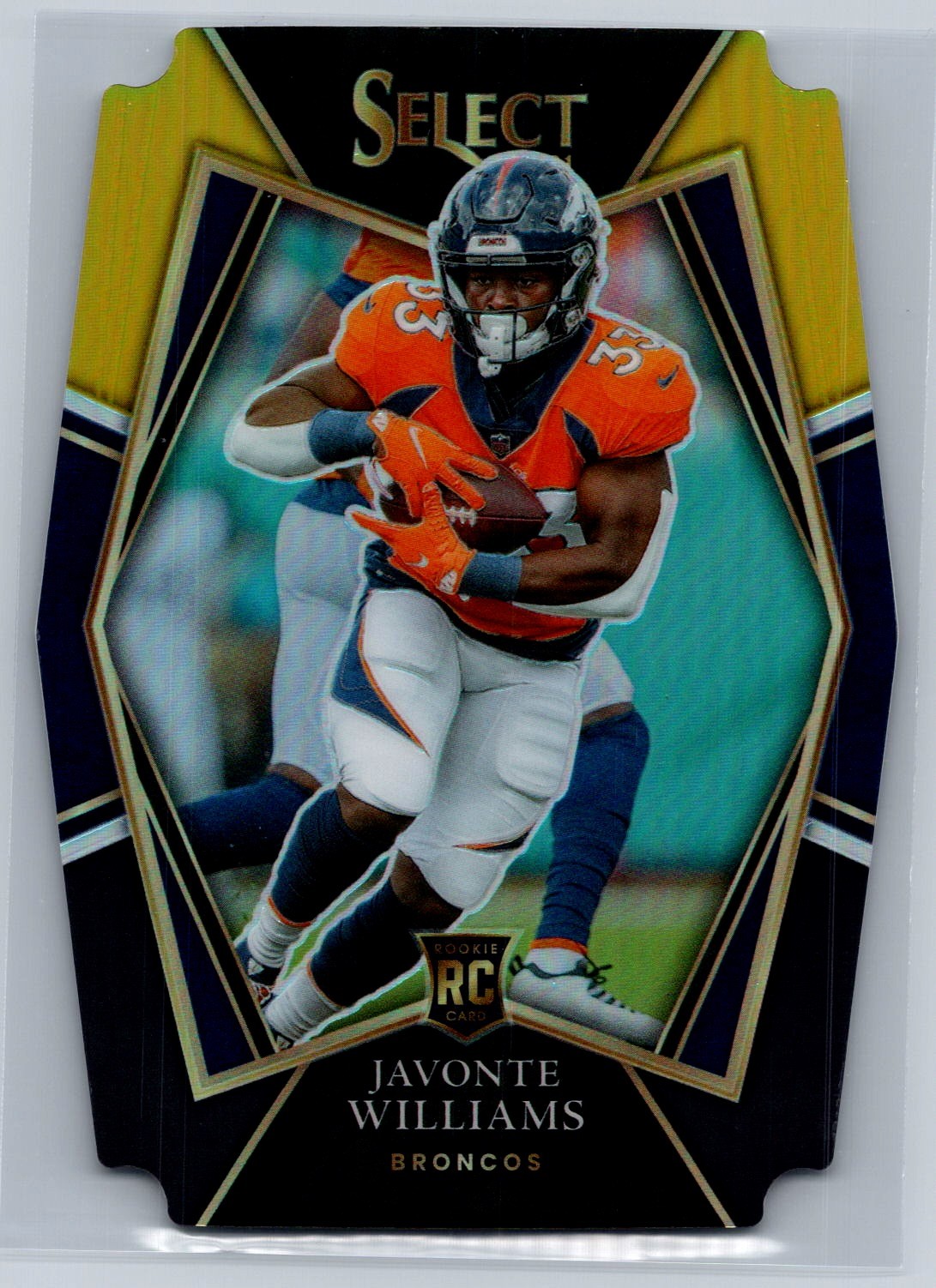 Javonte Williams 2021 Panini Select Rookie Black and Gold Die Cut #157