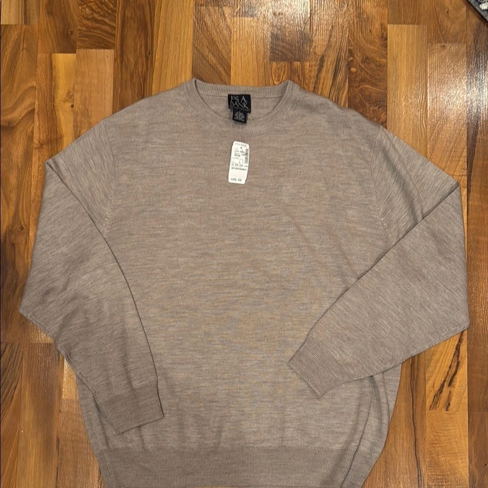 Jos. A. BANK men's sweater large wool acrylic blend heathered tan winter
