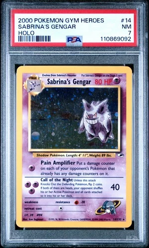 2000 POKEMON GYM HEROES HOLO #14 SABRINA'S GENGAR PSA 7