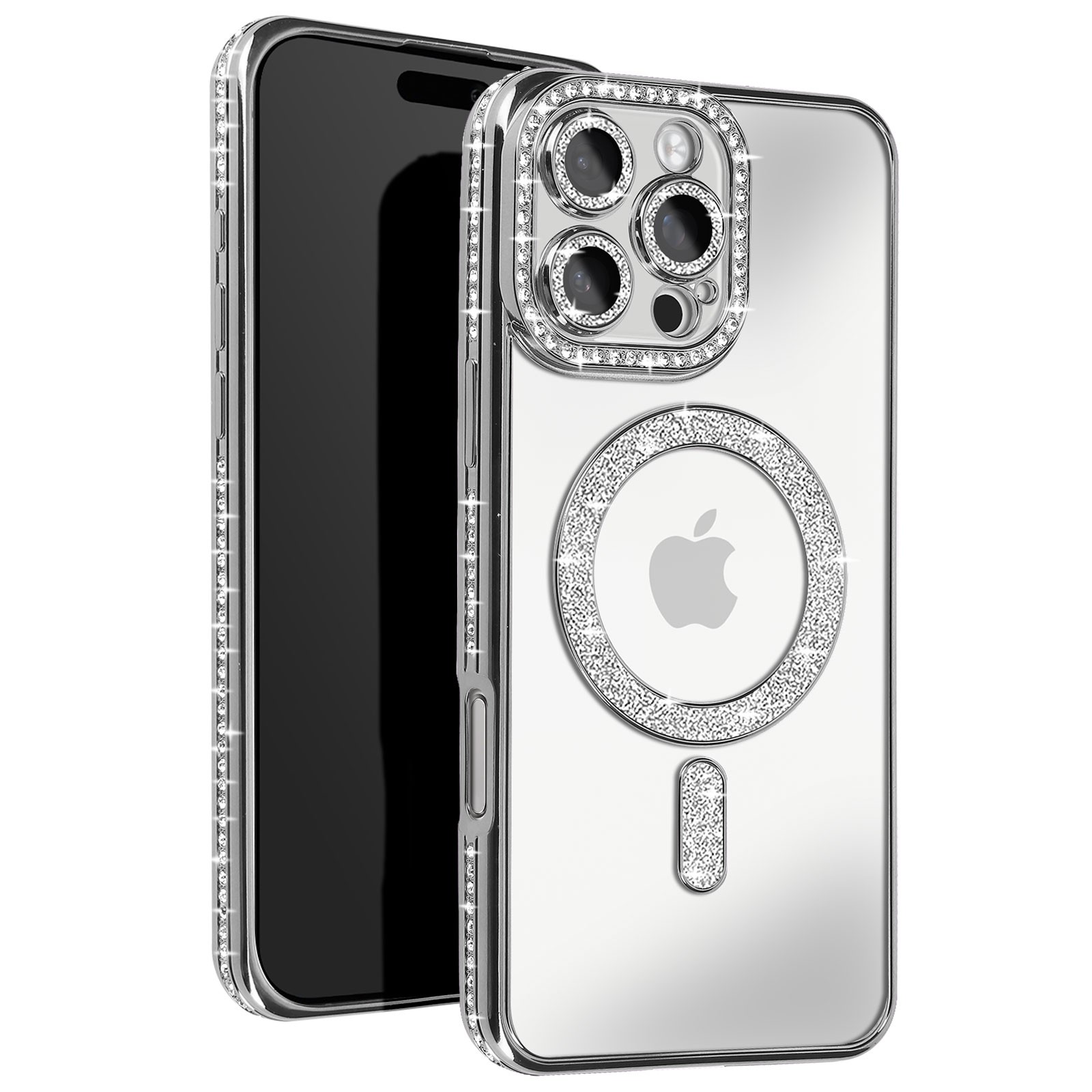 Coque Strass Argent iPhone 16 Pro Max Avizar : Finies les Rayures !