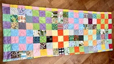 Vintage Patchwork Quilt Feedsack with Batting HMade HKnotted Bright Colorful