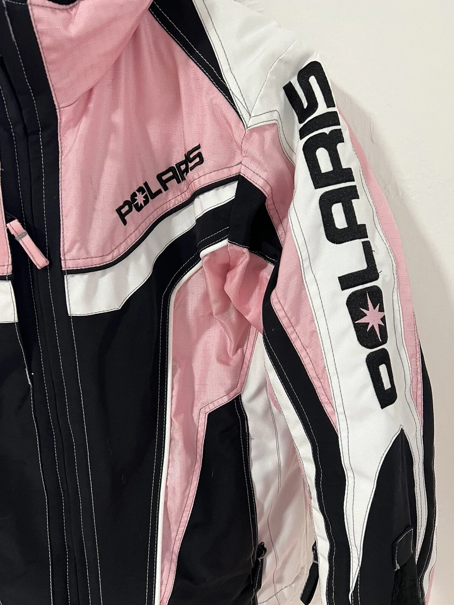 Polaris Snowmobile Jacket Women's Small Pink Logo Black Heavy Full Zip EUC  | eBay