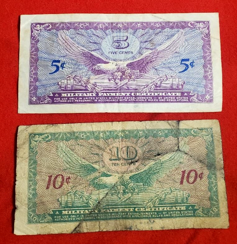 Lot of 2: Military Payment Certificate Series 641: 10C, 5C Circulated - Picture 4 of 5