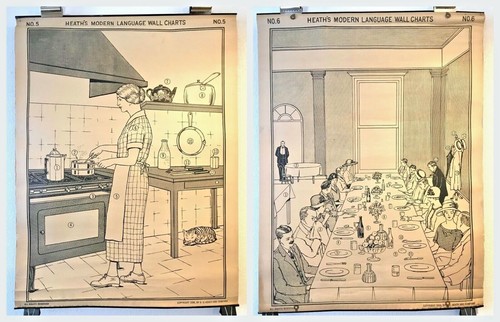 1926 Heath's Modern Language Wall Chart Two-Sided Classroom Posters - You Choose - Bild 23 von 41