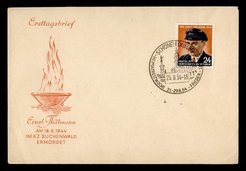 DR WHO 1954 GERMANY DDR FDC ERNST THALMANN CACHET m17273