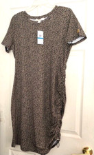 MICHAEL KORS Dress Asymmetric Logo Short Sleeve🎁❤️Animal Print Sz Large NWT