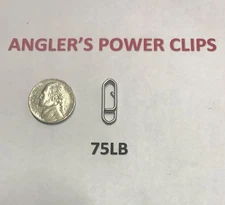 Anglers Power Clips Paperclip Fishing Lure Fast Snap 25 BULK pack 75lb USA