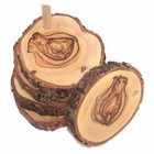 Hand Carved Olive Wood Natural Coaster Set of 5 plus base - Connected (about