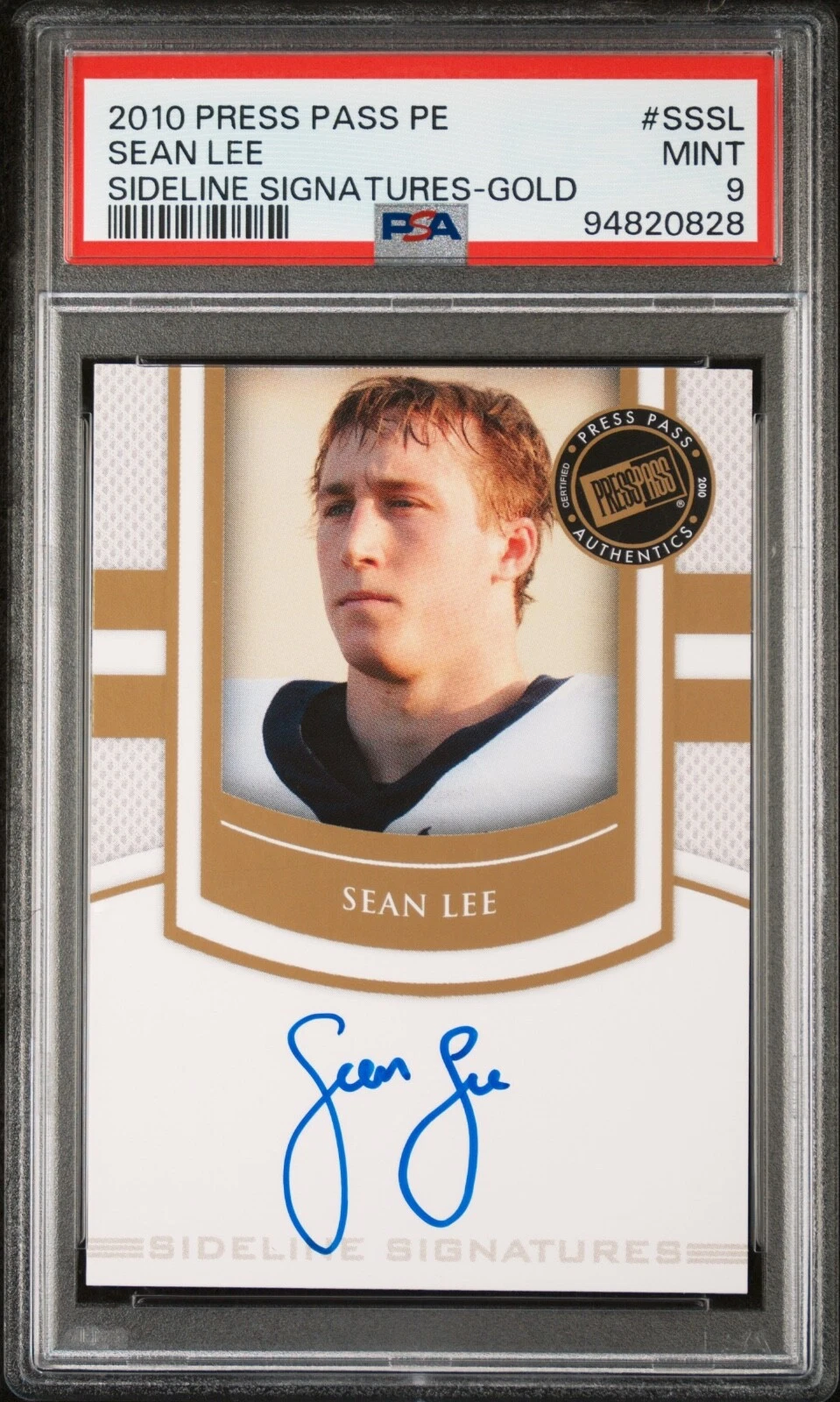 Sean Lee Press Pass PE Sideline Signatures #SSSL Gold