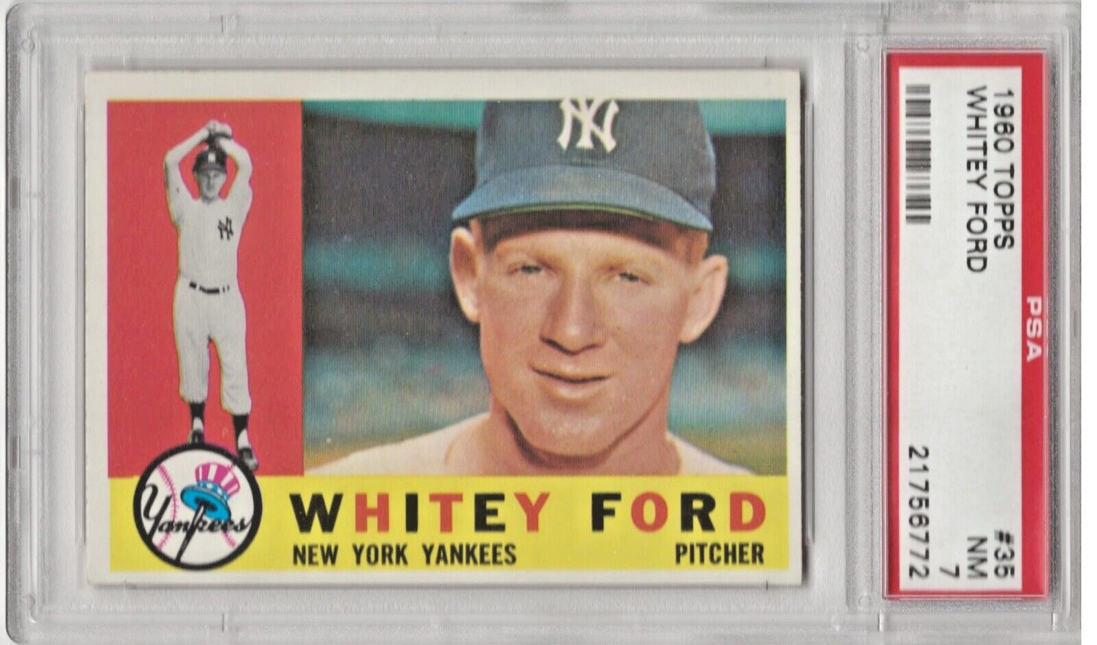 1960 TOPPS WHITEY FORD #35 - PSA 7 - YANKEES!