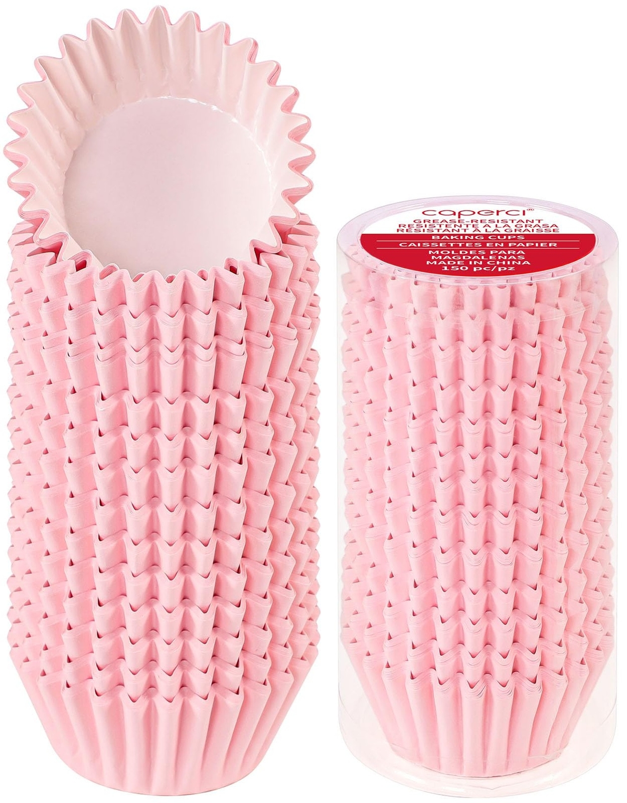 Caperci Heavy Duty Pink Cupcake Liners 150ct Grease Resistant Baking