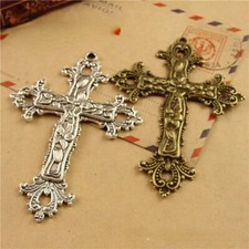 74 52MM Handmade Crafts Floral Cross Alloy Charm Pendant 10pcs/lot