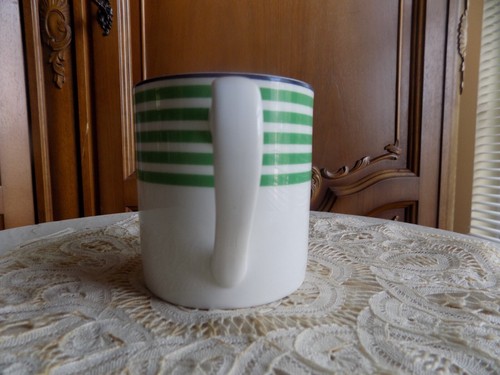 Kate Spade Lenox Porcelain Mug Wickford FeIix Street Stripe Green Navy White - Picture 4 of 6