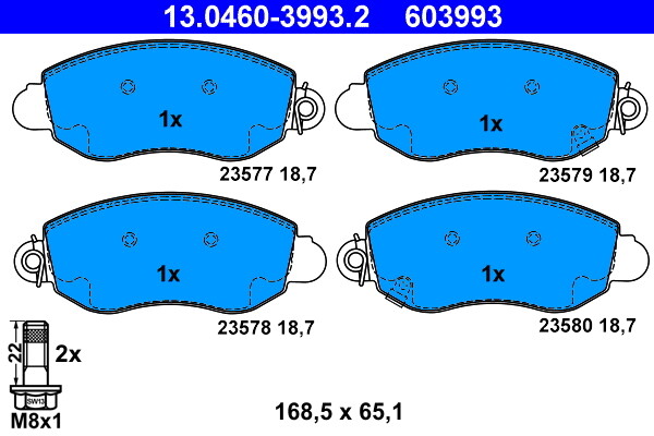 ATE 13.0460-3993.2 Bremsbelagsatz, Scheibenbremse Vorderachse FÜR Ford-image