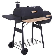 Outdoor Portable Charcoal BBQ Grill Steel Offset Smoker Combo Backyard Black