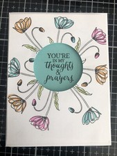 Card Set Of 4 Stampin Up Painted Poppies THOUGHTS PRAYER Colored W/Copics