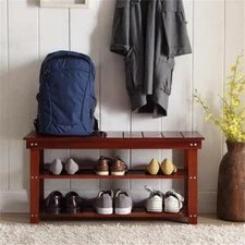 Pemberly Row Entryway Bench in Cherry
