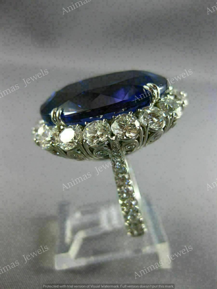 12 CT Oval Cut Simulated Blue Tanzanite Halo Engagement Ring 925