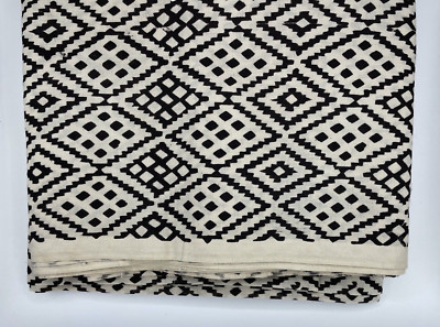 Fabric Black Geometric Print Tan Background 44' W 4 Yards + 7''
