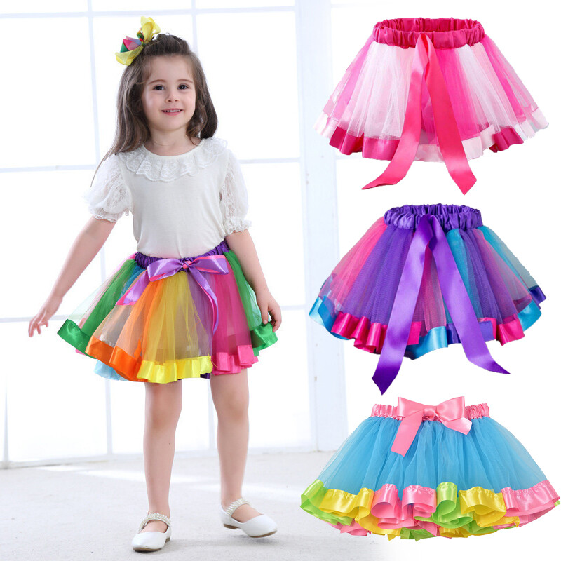 Niños Niños Niñas Colorido Tutú Falda Tul Mini Vestido Ropa de Baile 2-8 Años