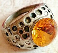 BEAUTIFUL POST MEDIEVAL VINTAGE SILVERED SEAL RING WITH STONE INSERT