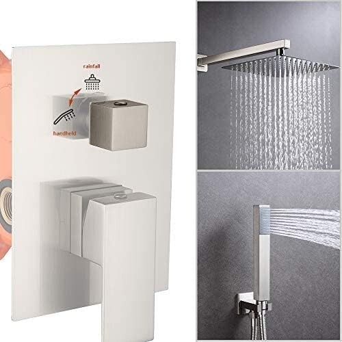 Regendusche Wasserhahn Kopf Handbrause,Wandmontage,Duschköpfe,gebürstetem Nickel - Bild 5 von 9