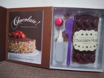 New Spice Box Chocolate Kit Recipe Book Silicone Heart Mold Bottle spatula cups