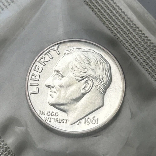 U.S. MINT 1961 90% SILVER DIME.  GEM PROOF FROM OGP.