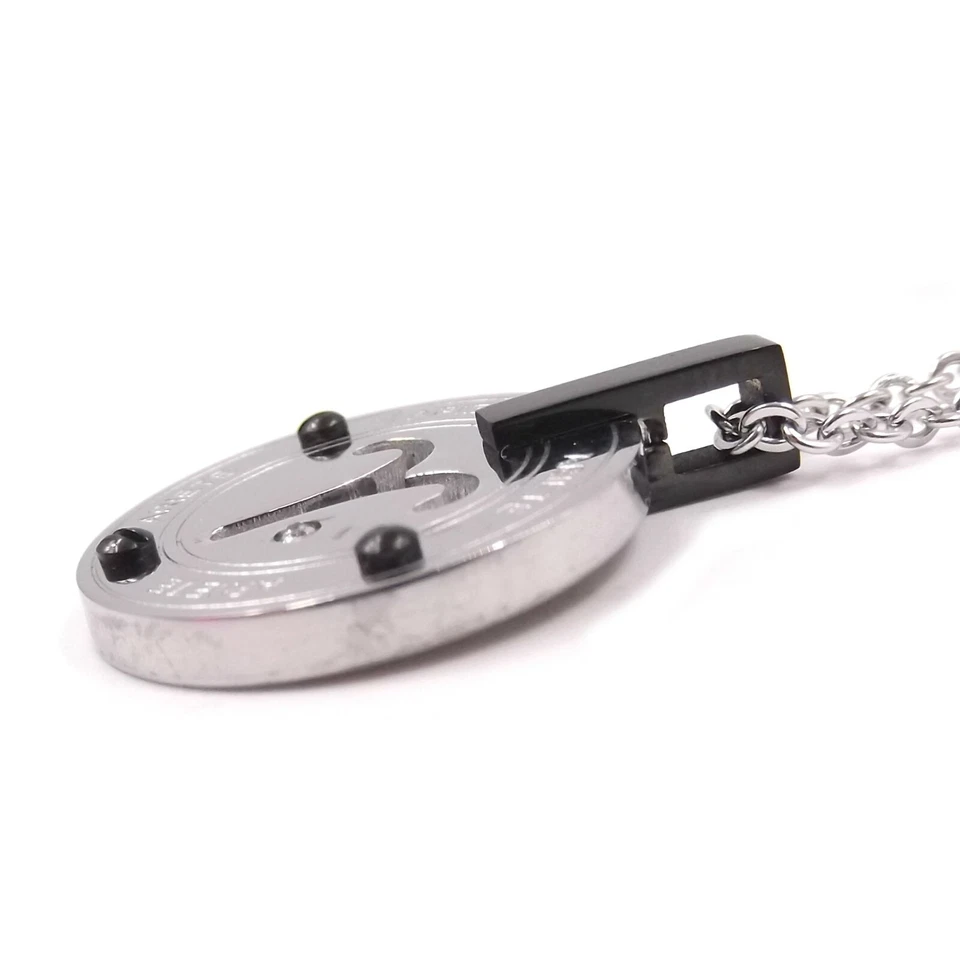 Collana in acciaio con segno zodiacale pendente pietra brillante da uomo donna - Immagine 3 di 4