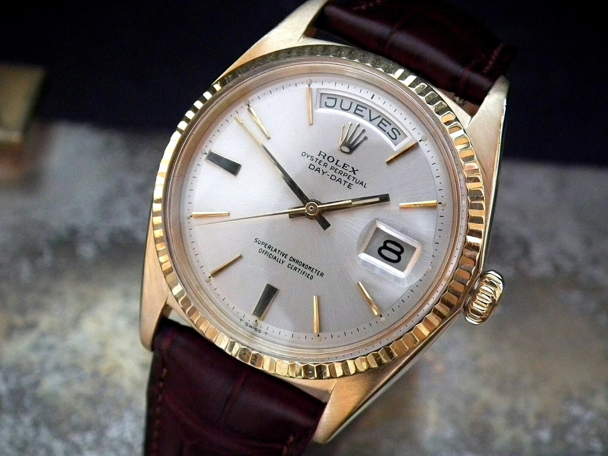 Stunning 1965 Solid 18ct Yellow Gold Rolex Oyster Day Date Gents Vintage Watch
