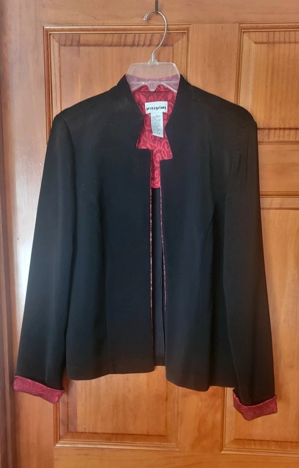 Traje de mujer Perceptions 3 piezas chaqueta negra falda/rojo  Foto 2 de 4