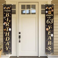 Happy Birthday Cheers to 63 Years Black Gold Yard Sign Door Banner 63rd Birth...