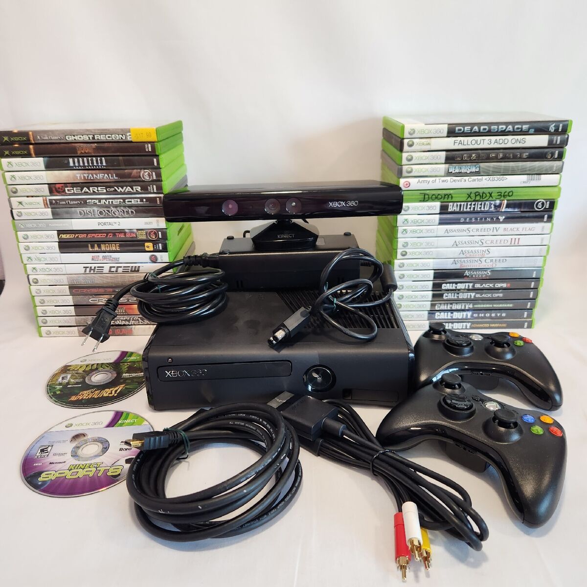 Microsoft Xbox 360 Slim E 4GB Bundle, Console, Controller, Cords, Kinect +  Game