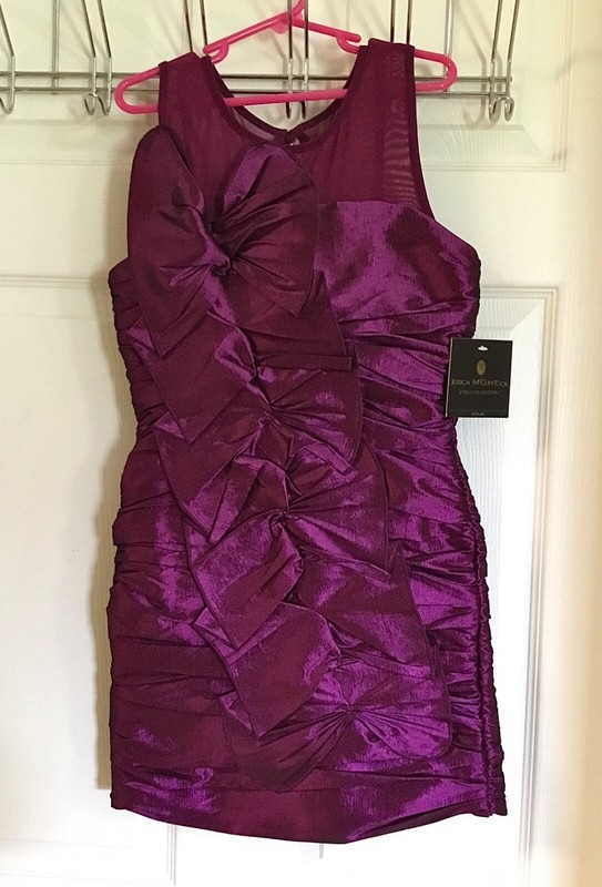 NWT girls dressy fancy formal Jessica McClintock dress size 8 mulberry plum
