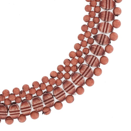 Fringe Salmon Pink Beaded Collar Choker Necklace Lucite Woven Vintage 10-14" - Picture 2 of 3