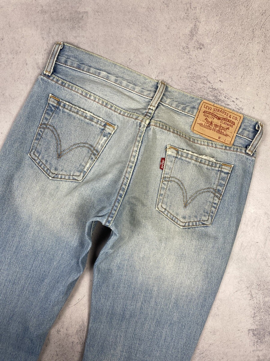 Levis 757 Vintage 00s Y2k Wash Blue Denim Jeans Mens 29x30