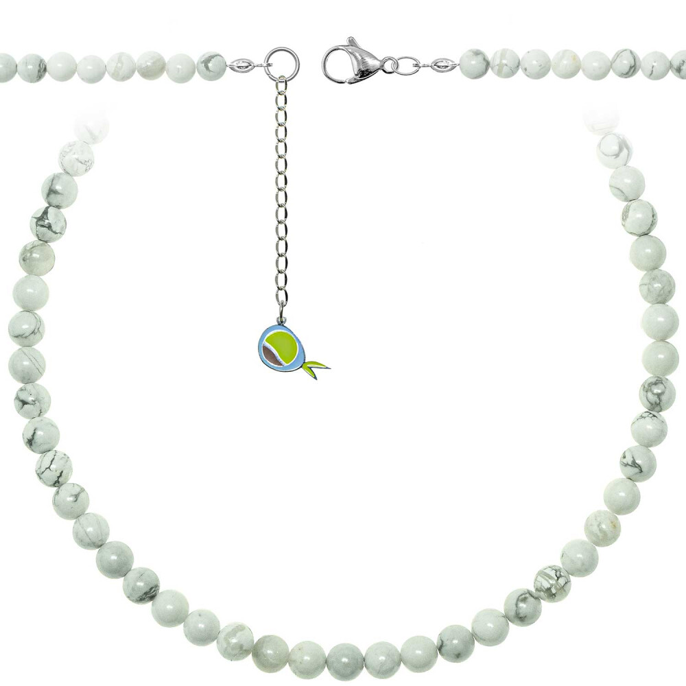 Collier en howlite naturelle perles rondes 6 mm longueur 55 cm