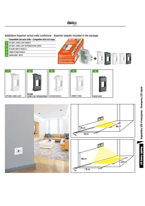 luce ANTI BLACK-OUT led emergenza da incasso KEYSTON universale in scatola 503  - Immagine 4 di 4