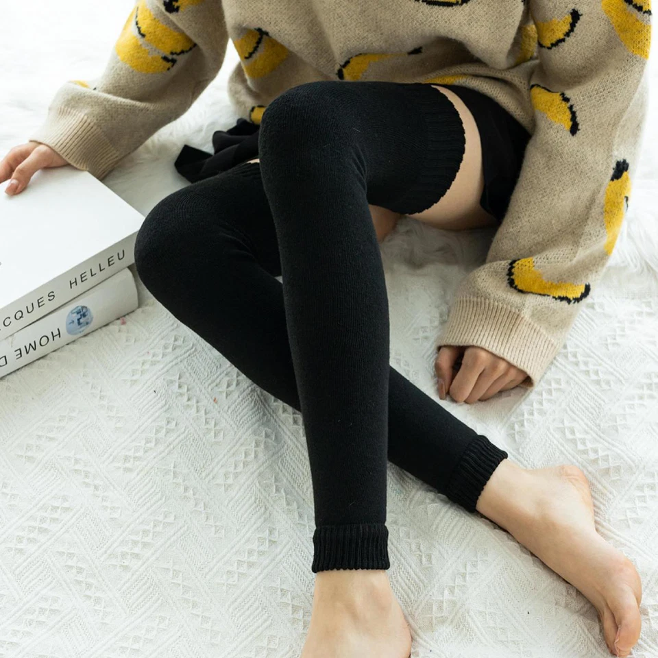 Women's Soft Knit Thigh High Boot Socks Extra Long Winter Over Knee Leg Warmers - Image 3 of 4
