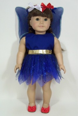 Halloween Tinkerbell Fairy Blue Dress Costume For 18 American Girl Dolls  (Debs)