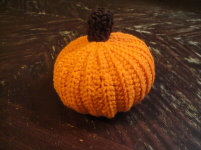 17 inch handcrafted Crochet pumpkins, Various stem colors