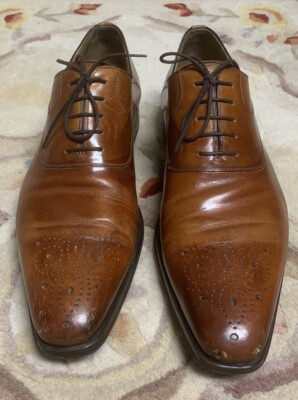MAGNANNI Mens Dress Shoes Shaded Brown Leather Casual Lace  display picture 3
