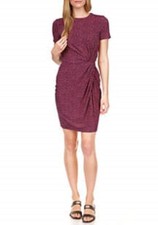 MICHAEL KORS Micro Giraffe Printed Short Sleeve Twist Mini Dress WOMENS L LARGE