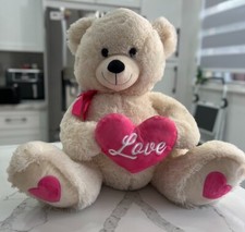 Large White Valentine's Day Teddy Bear - GREAT condition