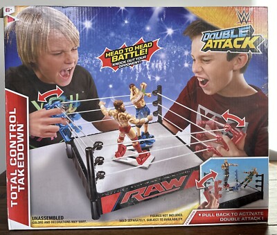 S1) New WWE Monday Night RAW Total Control Takedown Double Attack Playset NOS